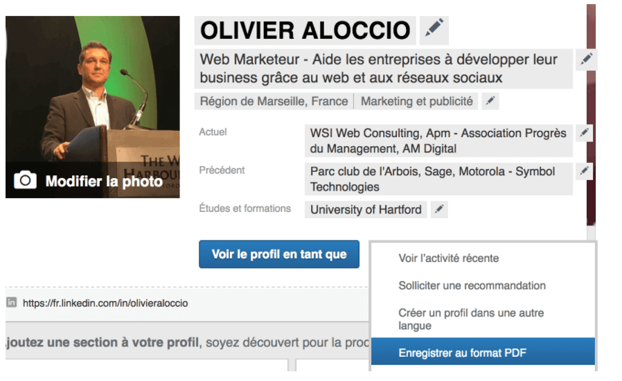 enregistrer ses données en pdf linkedin
